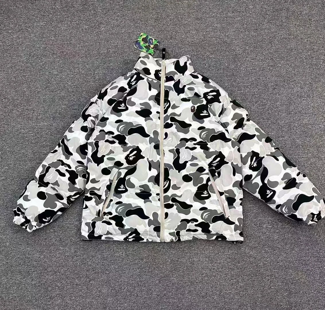 BAPE-style camouflage stand-collar padded/down jacket