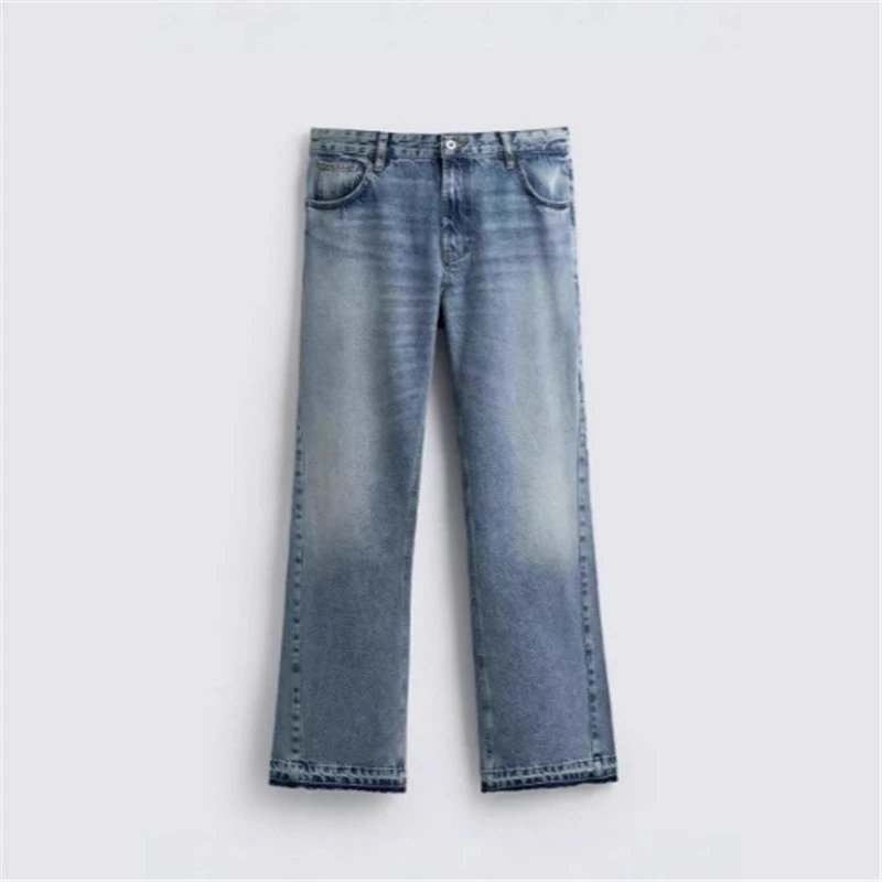 Men's Fashionable Bootcut Mid-Rise Slim Fit Washed Jeans with Pocket Detail - Fall/Winter 2025 New Arrival