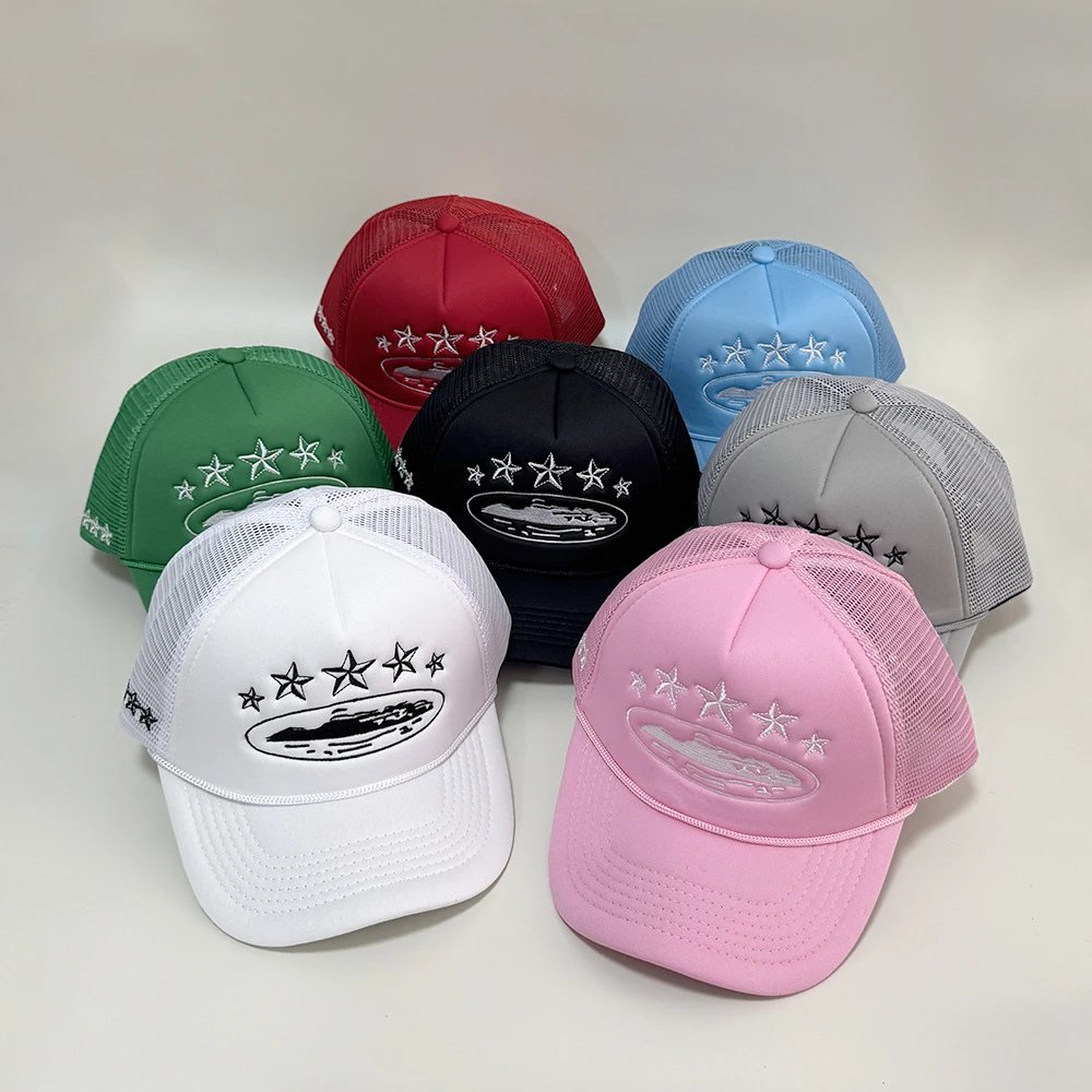 Corteiz CRTZ Hat Fashion Baseball Cap Five-Star Color-Block Mesh Summer Dad Hat Casual Trucker Hat for Men