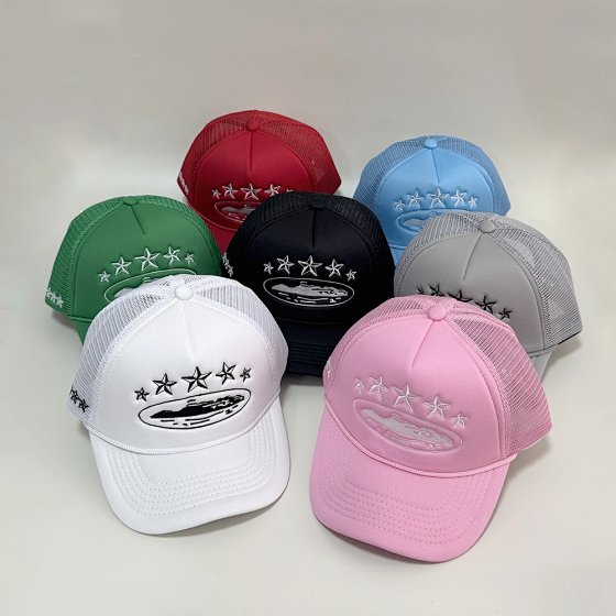Corteiz CRTZ Hat Fashion Baseball Cap Five-Star Color-Block Mesh Summer Dad Hat Casual Trucker Hat for Men