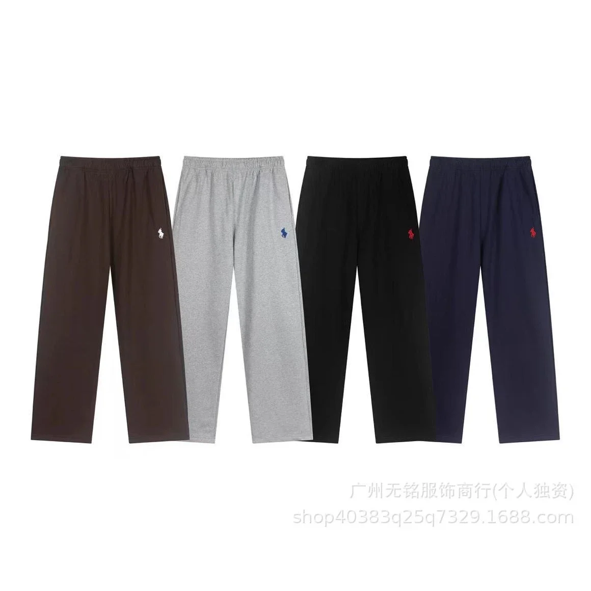 RL Pony Embroidered Tie Elastic Waist Casual Men's and Women's Heavyweight Straight Sweatpants
