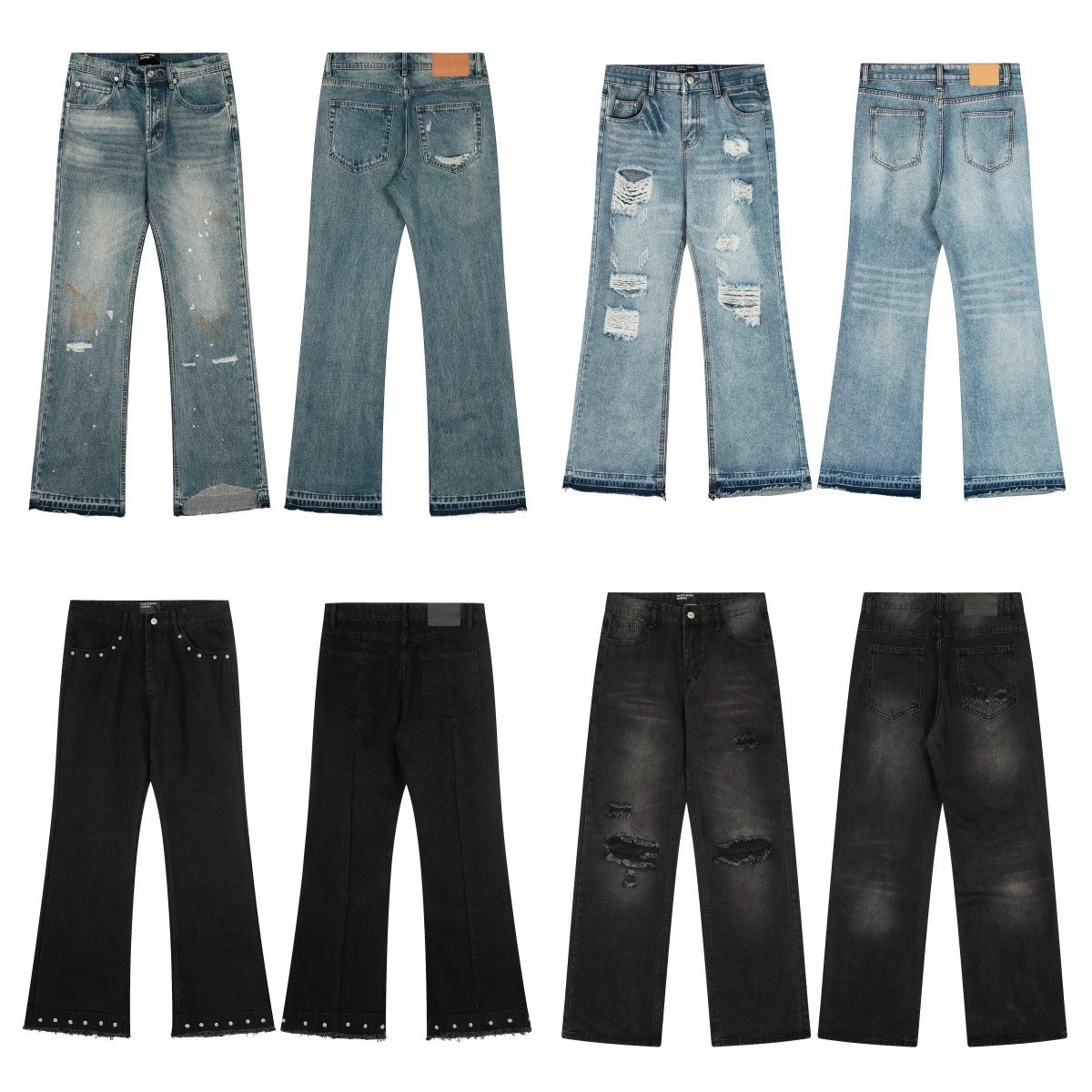 Distressed Ripped Straight Jeans