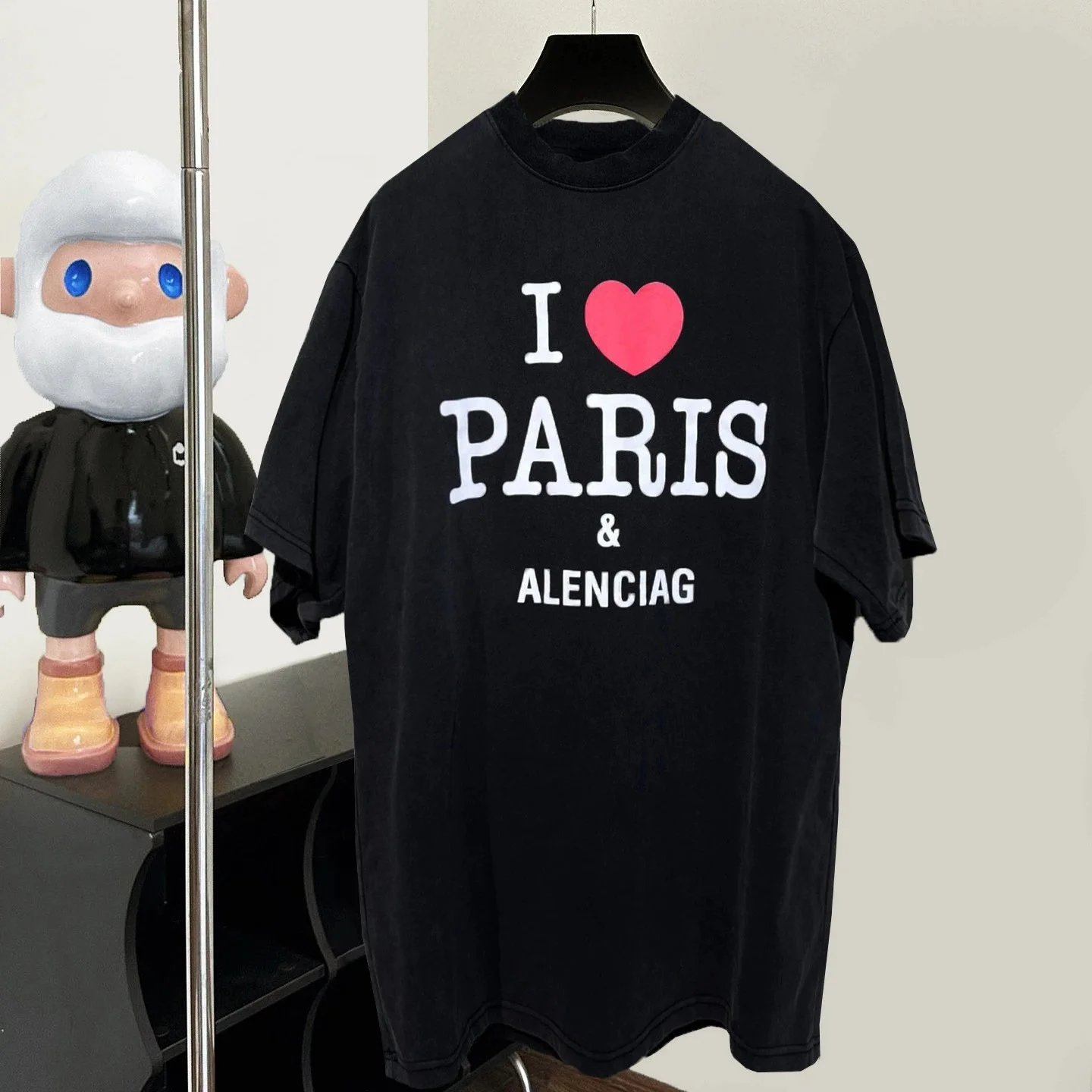 Correct Paris Edition Heart Letter Print Loose Pure Cotton Short Sleeve Unisex High Version B Brand Streetwear Casual T-Shirt