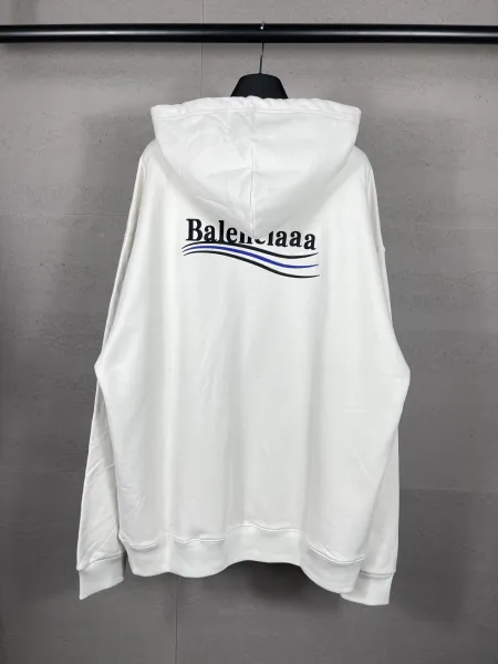 Balenciaga Logo Wave Hoodie White - 11
