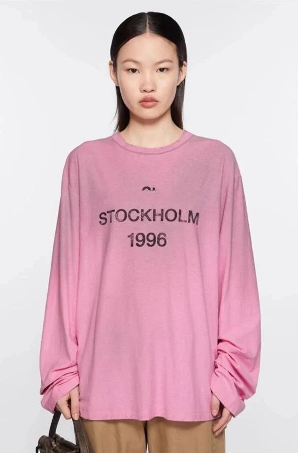 Acne Studios Stockholm 1996 Pink Oversized Long-Sleeve T-Shirt - 1