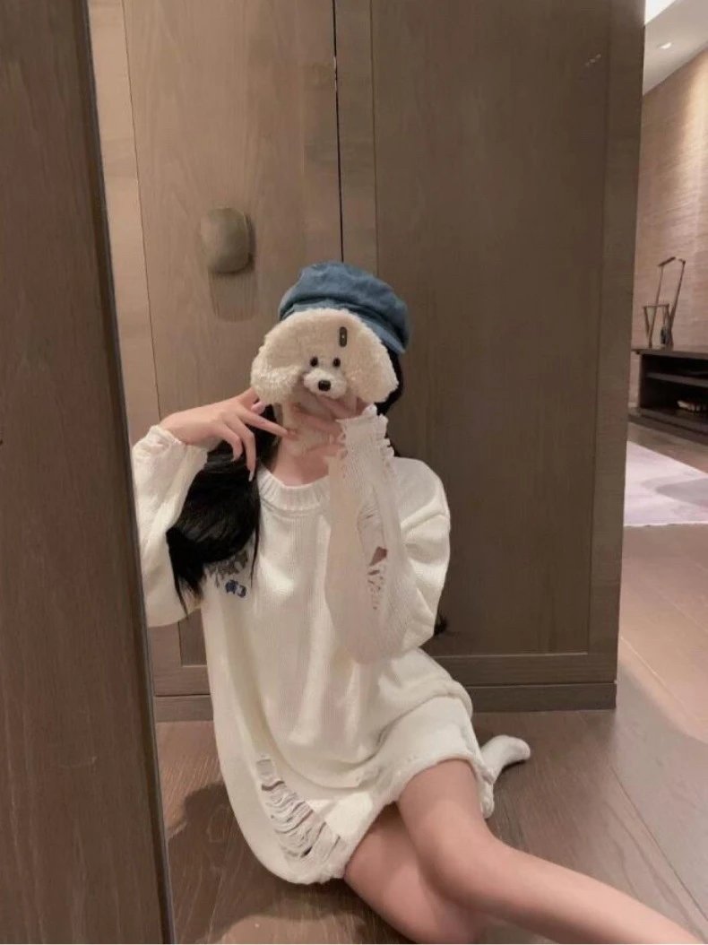 Gallery Dept. Distressed Knit Sweater Black - 16