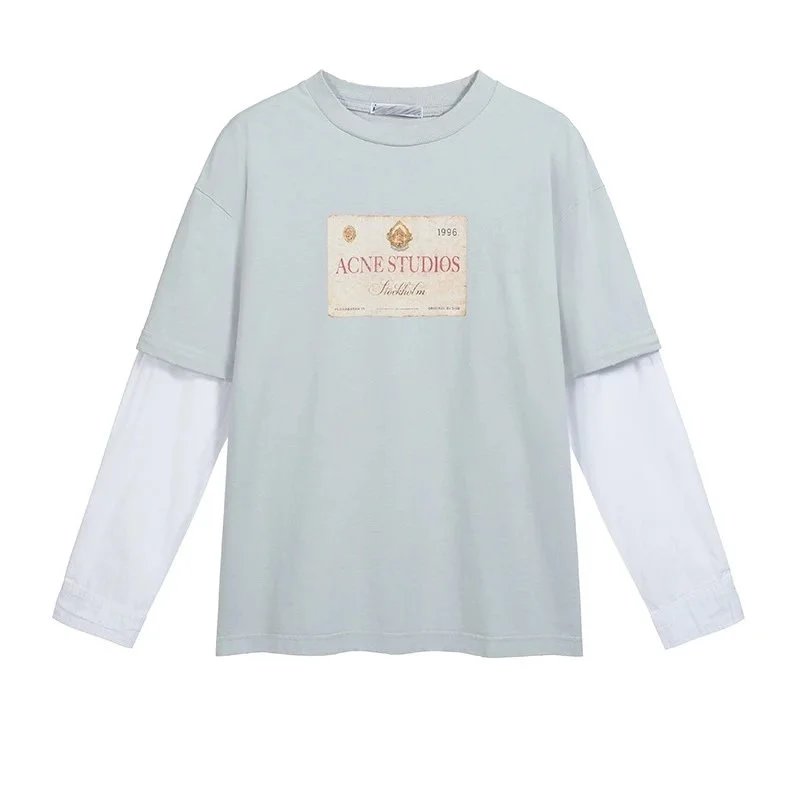 Distressed Two-Tone Long Sleeve T-Shirt photo 3
