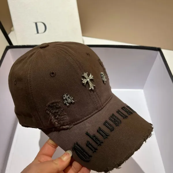 Chrome Hearts x Unknown World Brown Distressed Baseball Cap - 9