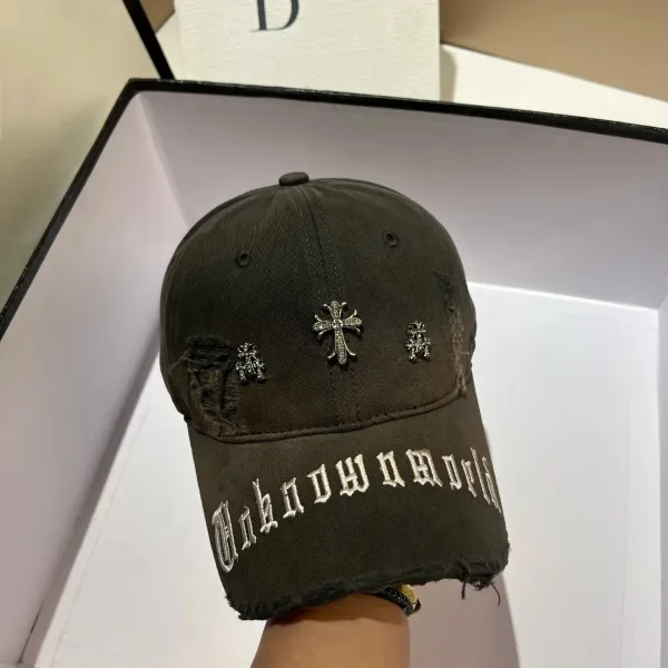 Chrome Hearts x Unknown World Brown Distressed Baseball Cap - 5