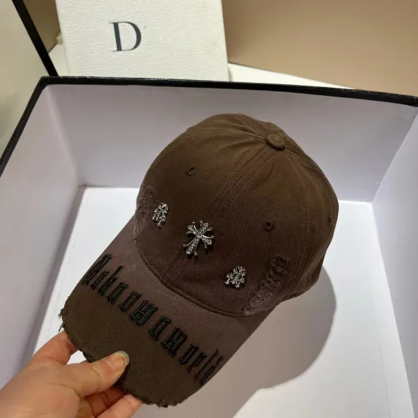 Chrome Hearts x Unknown World Brown Distressed Baseball Cap - 1