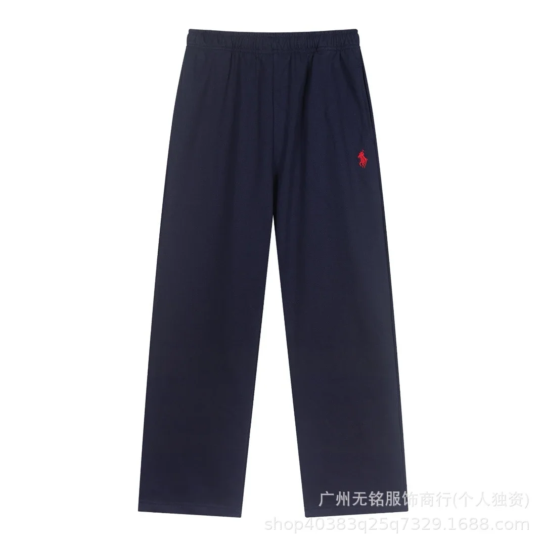 RL Pony Embroidered Tie Elastic Waist Casual Men's and Women's Heavyweight Straight Sweatpants