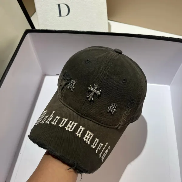 Chrome Hearts x Unknown World Brown Distressed Baseball Cap - 4