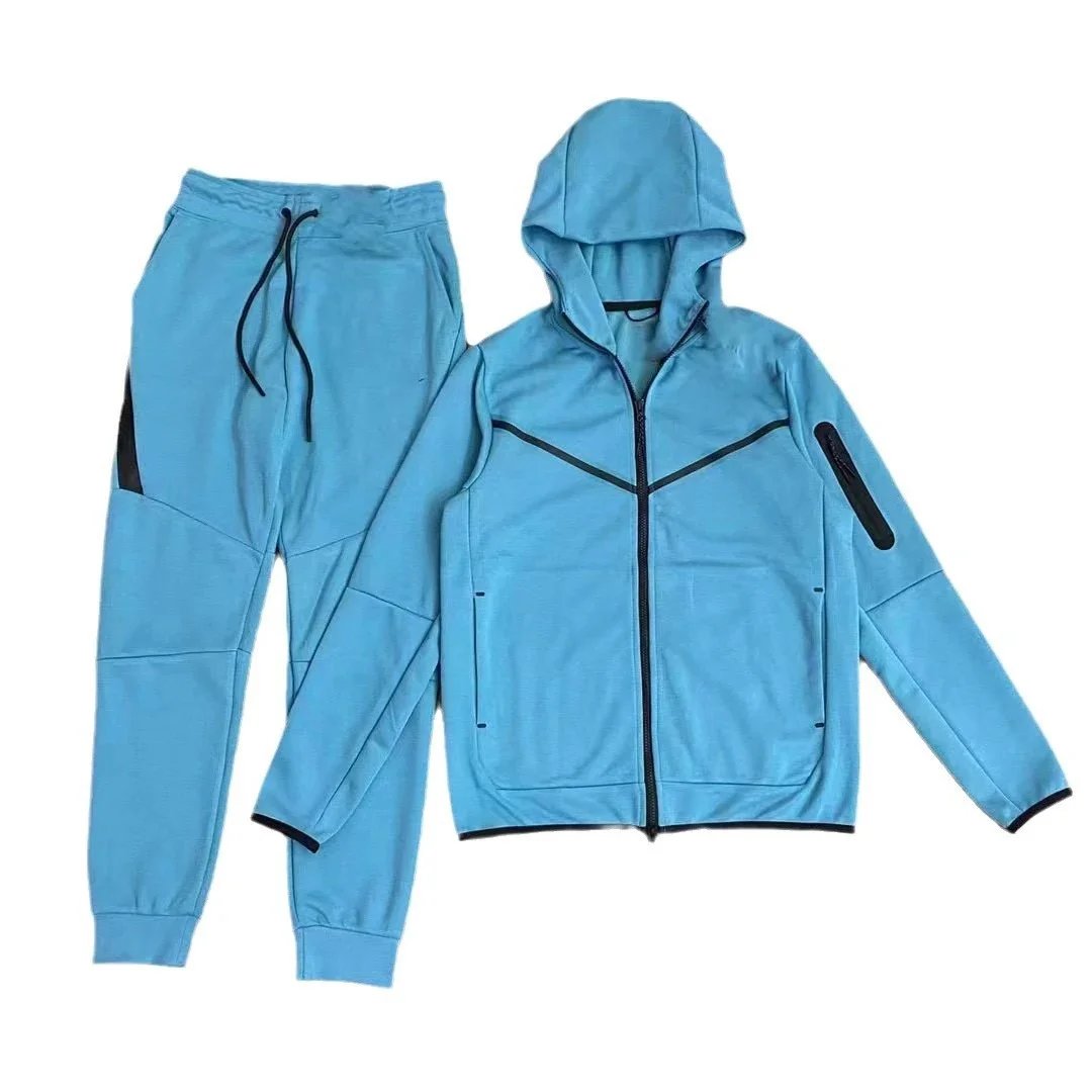 Tech Fleece Hooded Zip-Up Gray Blue Black Navy White Sportswear Set