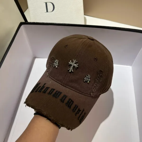 Chrome Hearts x Unknown World Brown Distressed Baseball Cap - 8