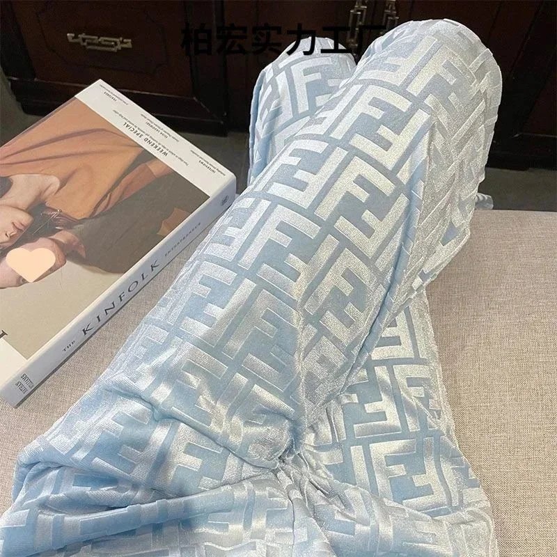 阔腿裤双F字母女秋垂感宽松休闲裤子痞帅炸街-CY - 200908