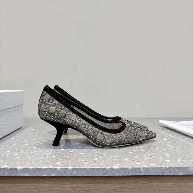 Dior J'adior Mesh Crystal-Embellished Pointed-Toe Pumps Black
