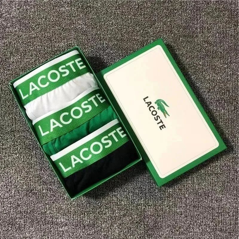 LACOSTE Classic Logo Waistband Cotton Underwear 3-Pack Green White Black