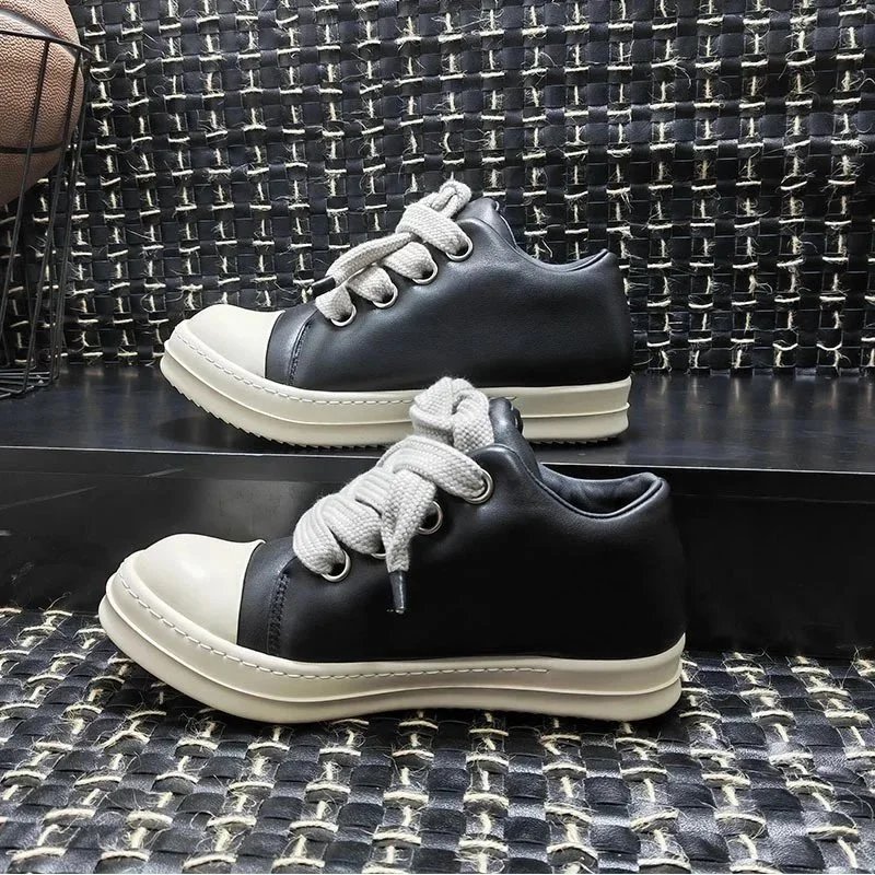 Rick Owens Drkshdw Low-Top Leather Sneakers Black-Cream - 198081