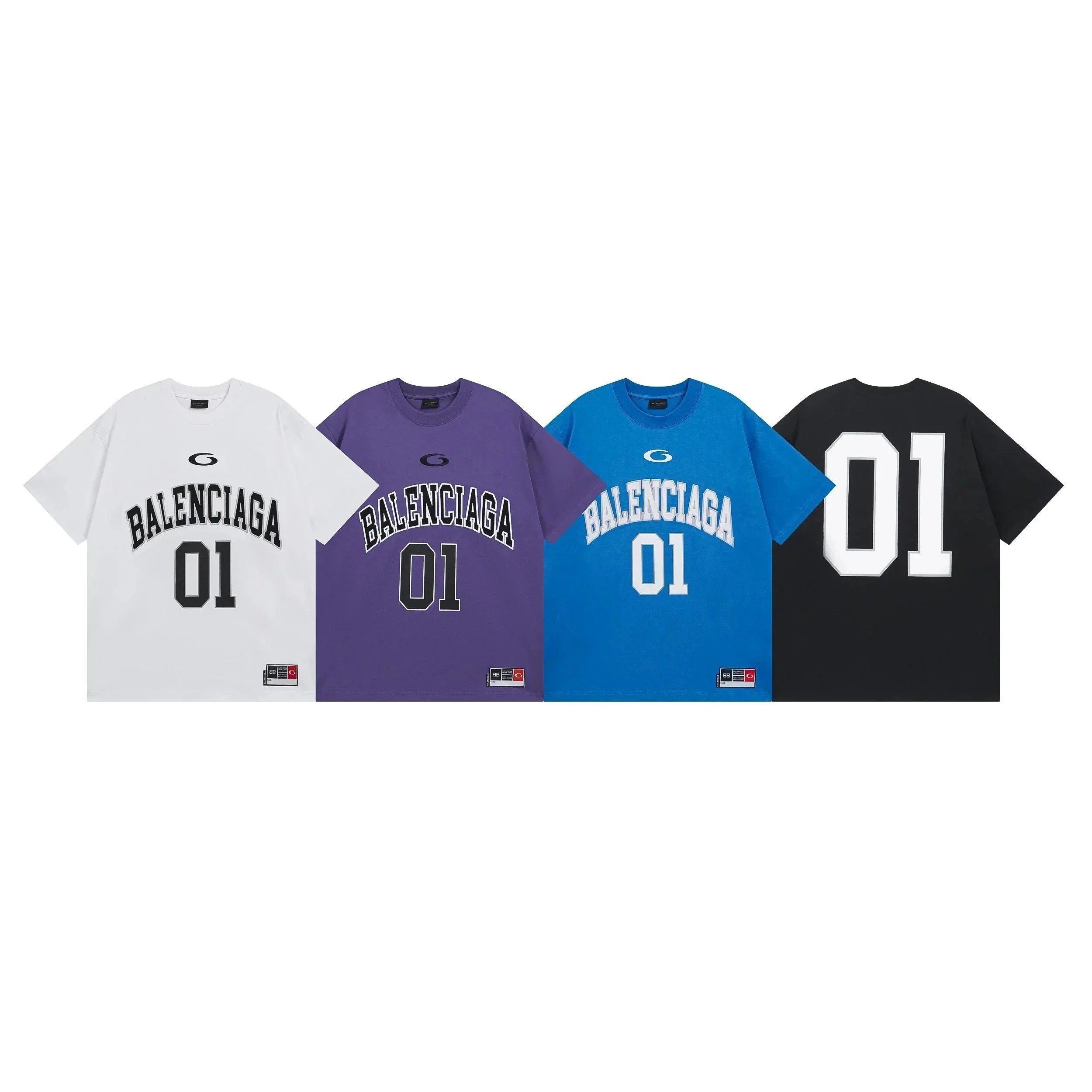 Balenciaga 01 Arch Logo Oversized T-Shirt - White Purple Blue Black - 202145