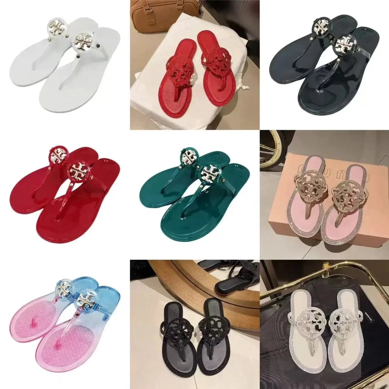 KK12-TOPquality新款围钻平底女士拖鞋ins时尚沙滩夹趾柳钉水钻人字拖：findsindex.com - 202295