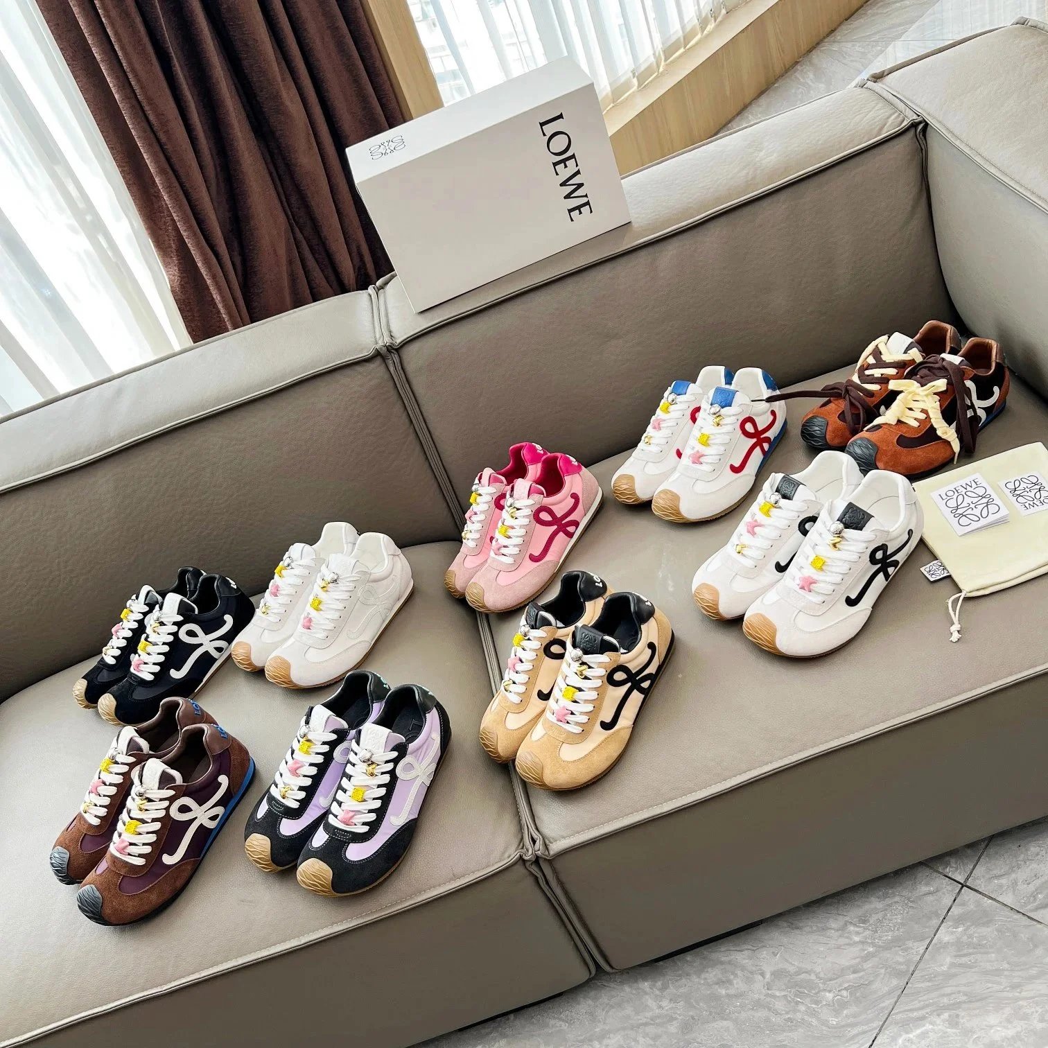 LOEWE Puzzle Runner Sneakers in Multi-Color with Bow Detail