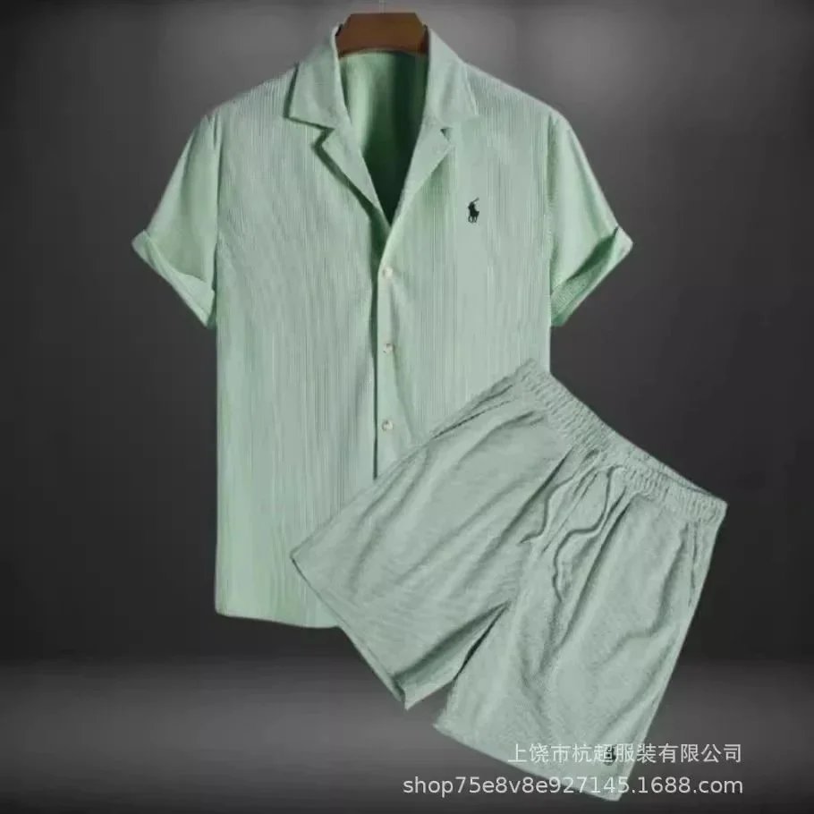 H25--男装衬衫休闲宽松短袖短裤冰丝套装（2-5）日发货:findsindex.com - 200651