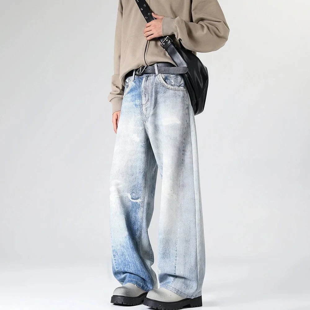 JS.pantsjeansmale新款独特宽松潮款灼烧牛仔长裤男炒盐水洗街头:findsindex.com - 201998