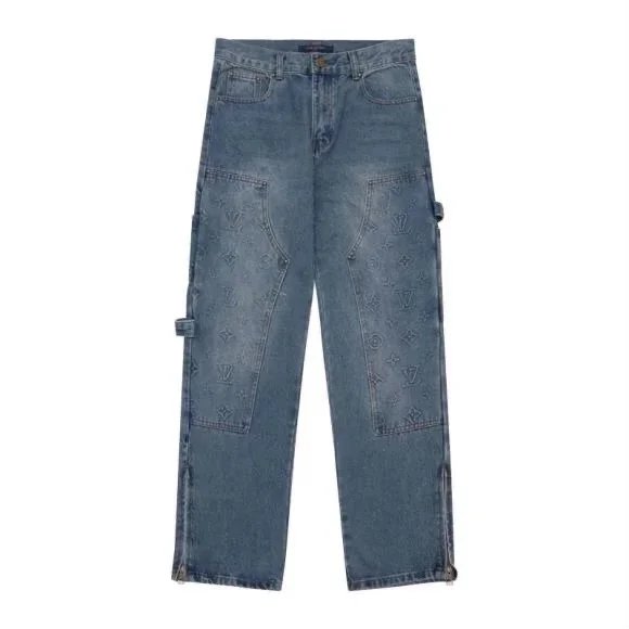 Louis Vuitton Monogram Embossed Cargo Jeans - Blue Denim