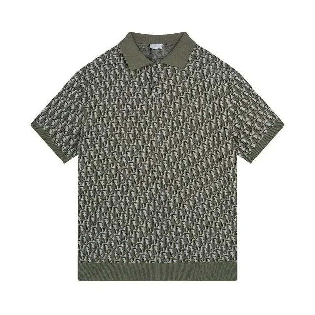 Dior Shirts Oblique Monogram Knit Polo Shirt product detail image 6