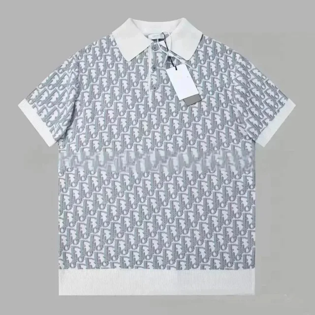 Dior Shirts Oblique Monogram Knit Polo Shirt product detail image 9