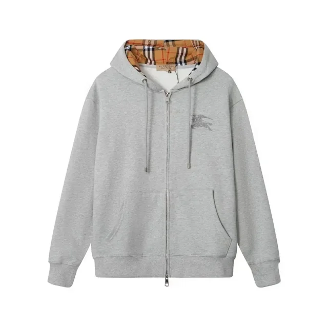 Burberry Hoodies & Sweatshirts Zip-Up Hooded Sweatshirt with Check Lining product detail image 1