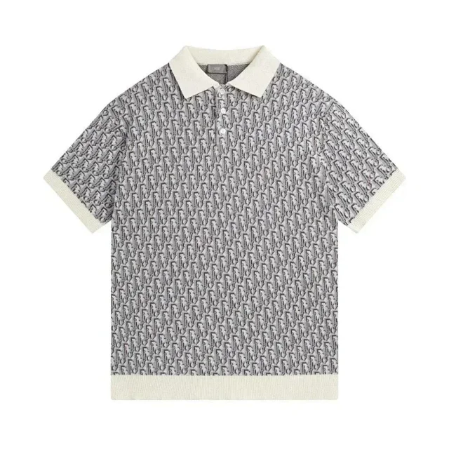 Dior Shirts Oblique Monogram Knit Polo Shirt product detail image 7