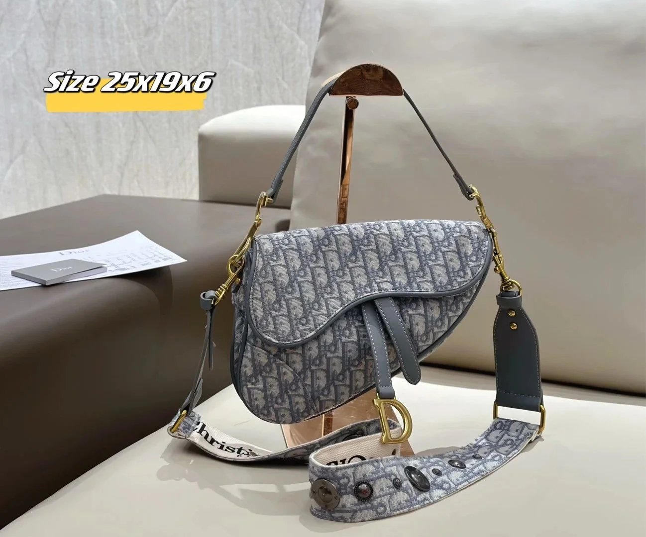 Dior Saddle Bag Oblique Gray Monogram Crossbody Bag