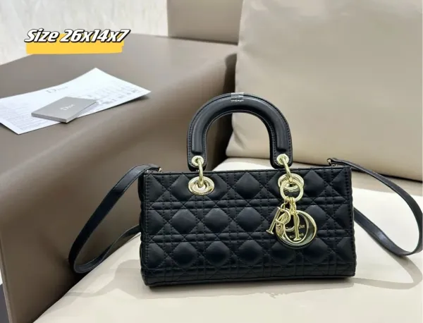 Dior Lady Dior Black Quilted Leather Handbag - 1