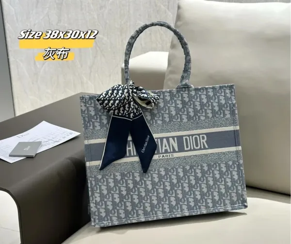 Dior Book Tote Gray Oblique Canvas Handbag Tote Bag - 3