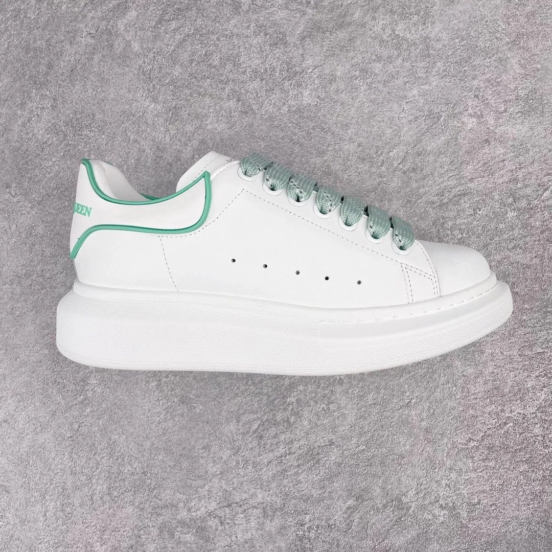 Alexander McQueen Oversized Sneaker White with Mint Green Accents Sneakers Chunky Sneakers