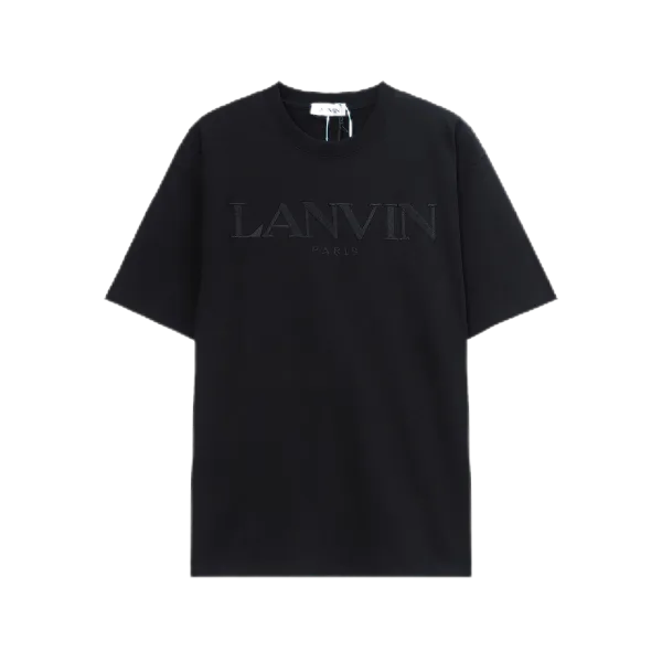 Lanvin Paris Logo Embroidered Black T-Shirt - 1