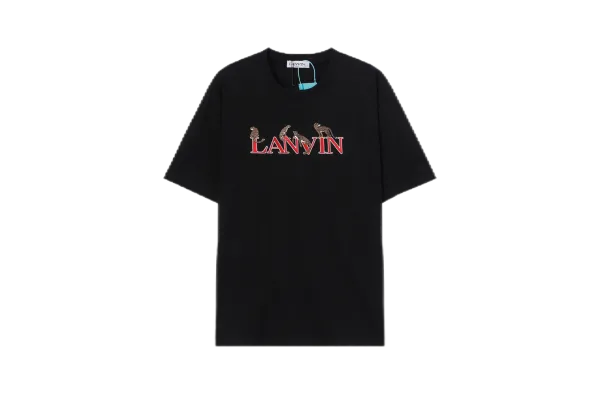 Lanvin Leopard-Embellished Logo T-Shirt Black - 1