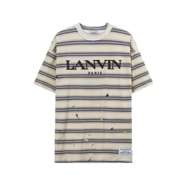 Lanvin x Josie Thomas Striped Art-Injected T-Shirt Beige - 1