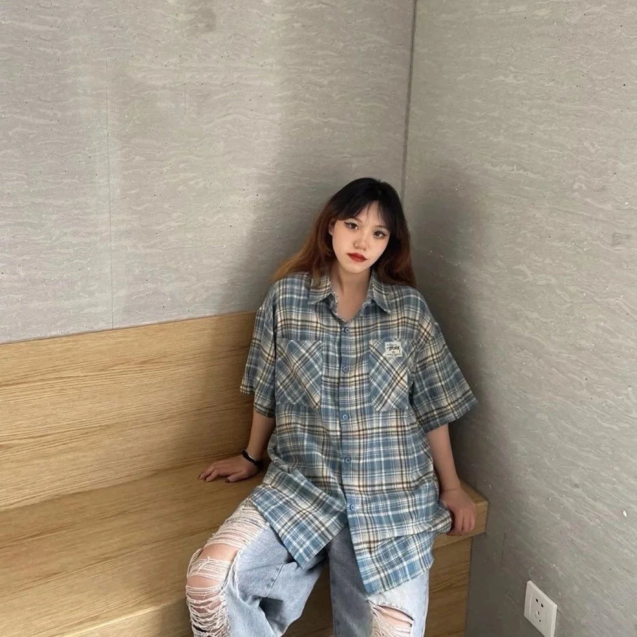 Stussy Plaid Short-Sleeve Shirt Red Mint White - 7