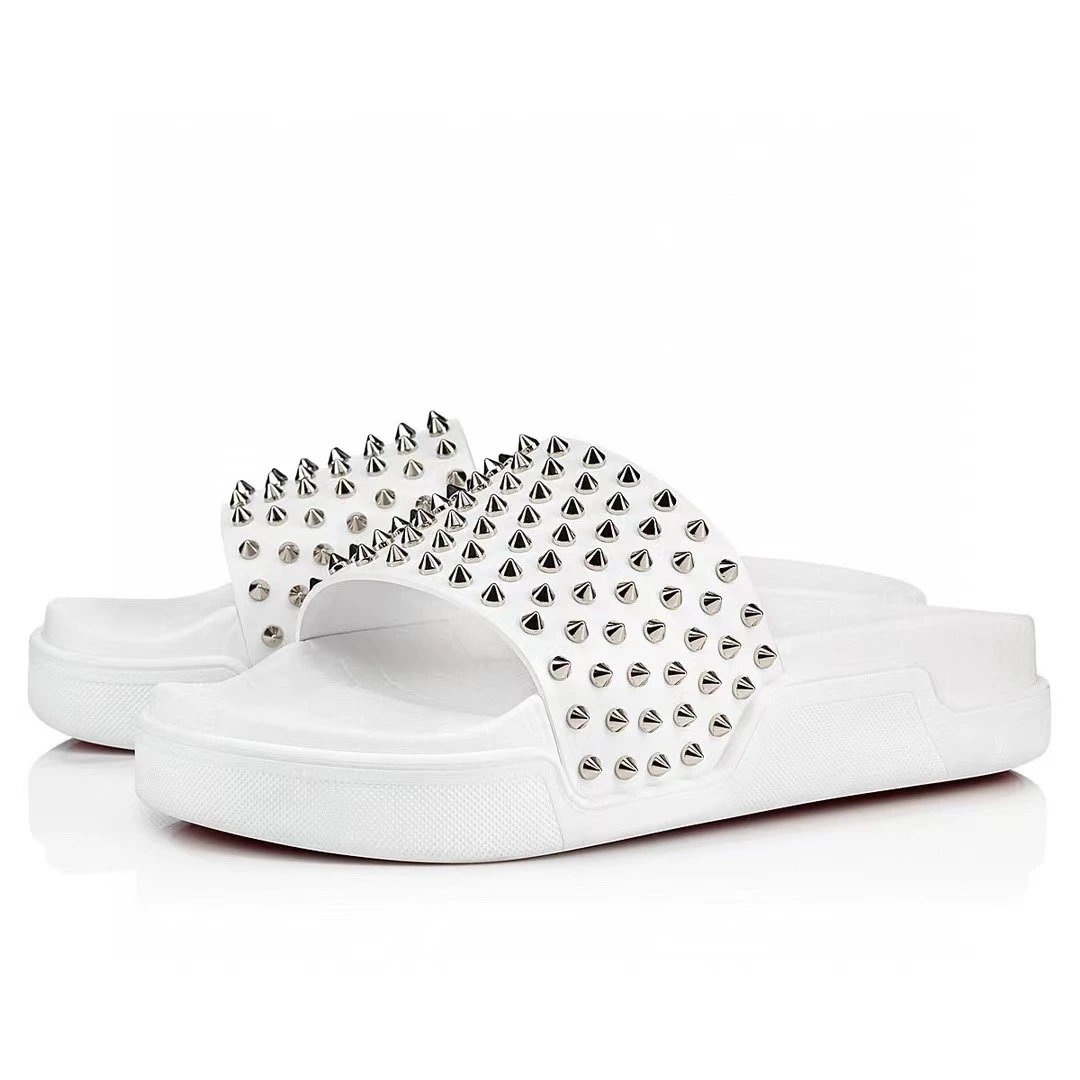 Valentino Rockstud Flat Slide Sandals Black Slippers - 5