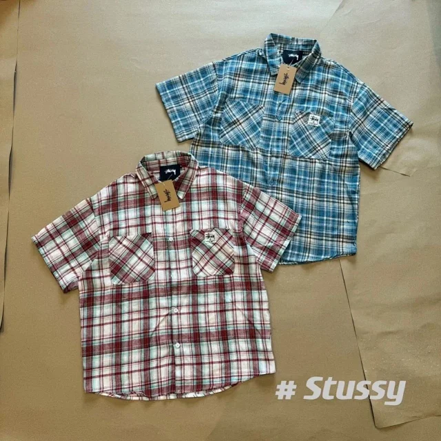 Stüssy Shirts Short-Sleeve Plaid Button-Up Two-Pocket Shirt product detail image 1