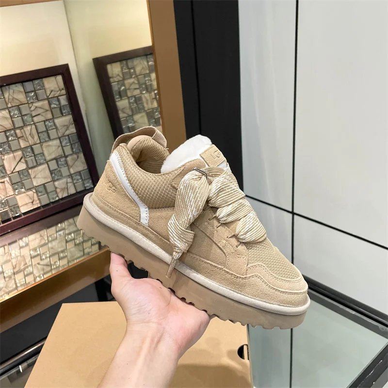 UGG Fluff It Sneaker Beige Chunky Sneakers - 7