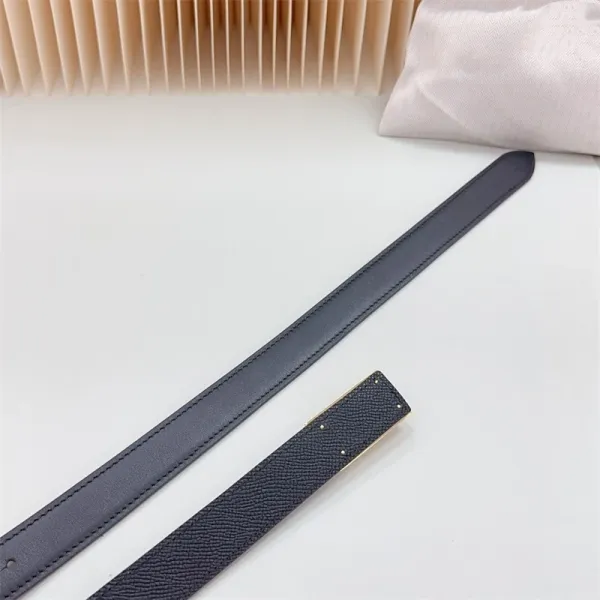 Design Belt Bag Navy Blue Leather with Gold-tone H-Clasp - 13