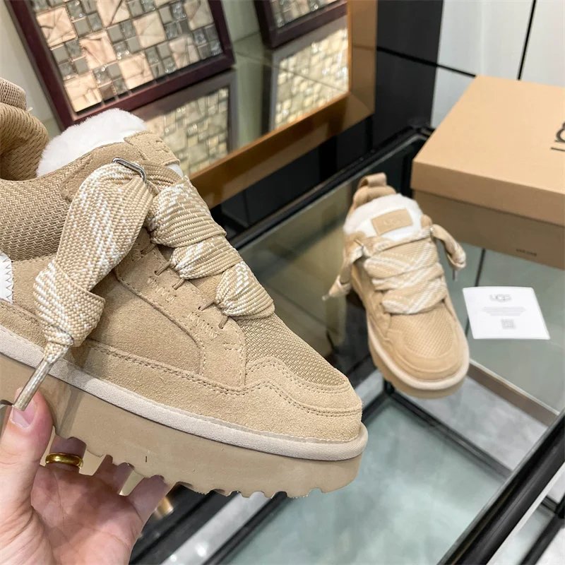 UGG Fluff It Sneaker Beige Chunky Sneakers - 5