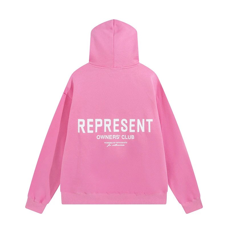 Represent Owners' Club Printed Hoodie and Joggers — Deep Pink (Top)