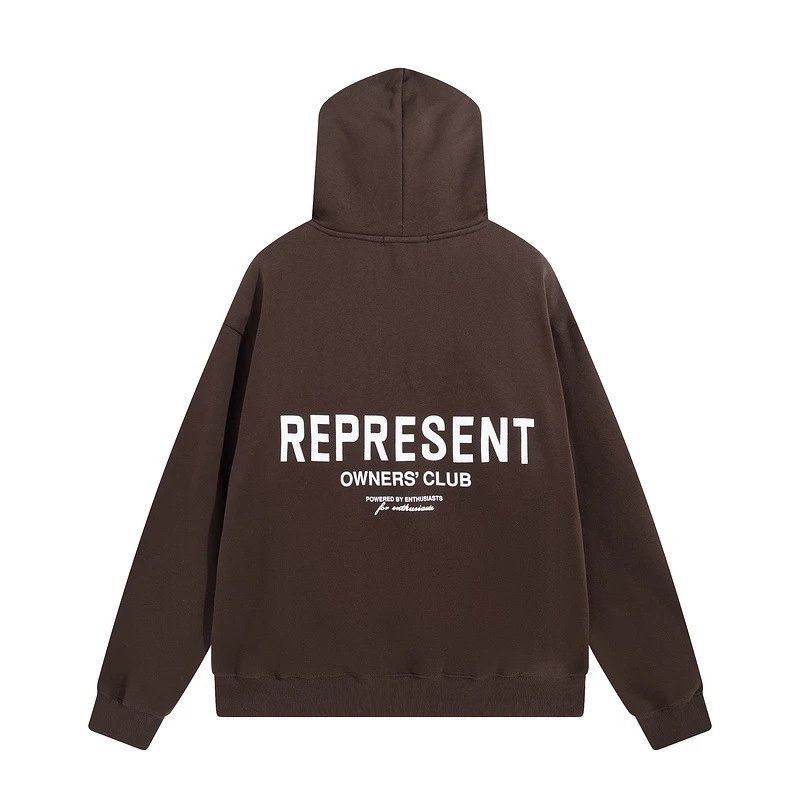 Represent Owners' Club Printed Hoodie and Joggers — Dark brown (top)
