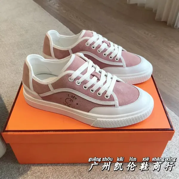 Design Pink Suede Low-Top Sneakers with White Sole - 1