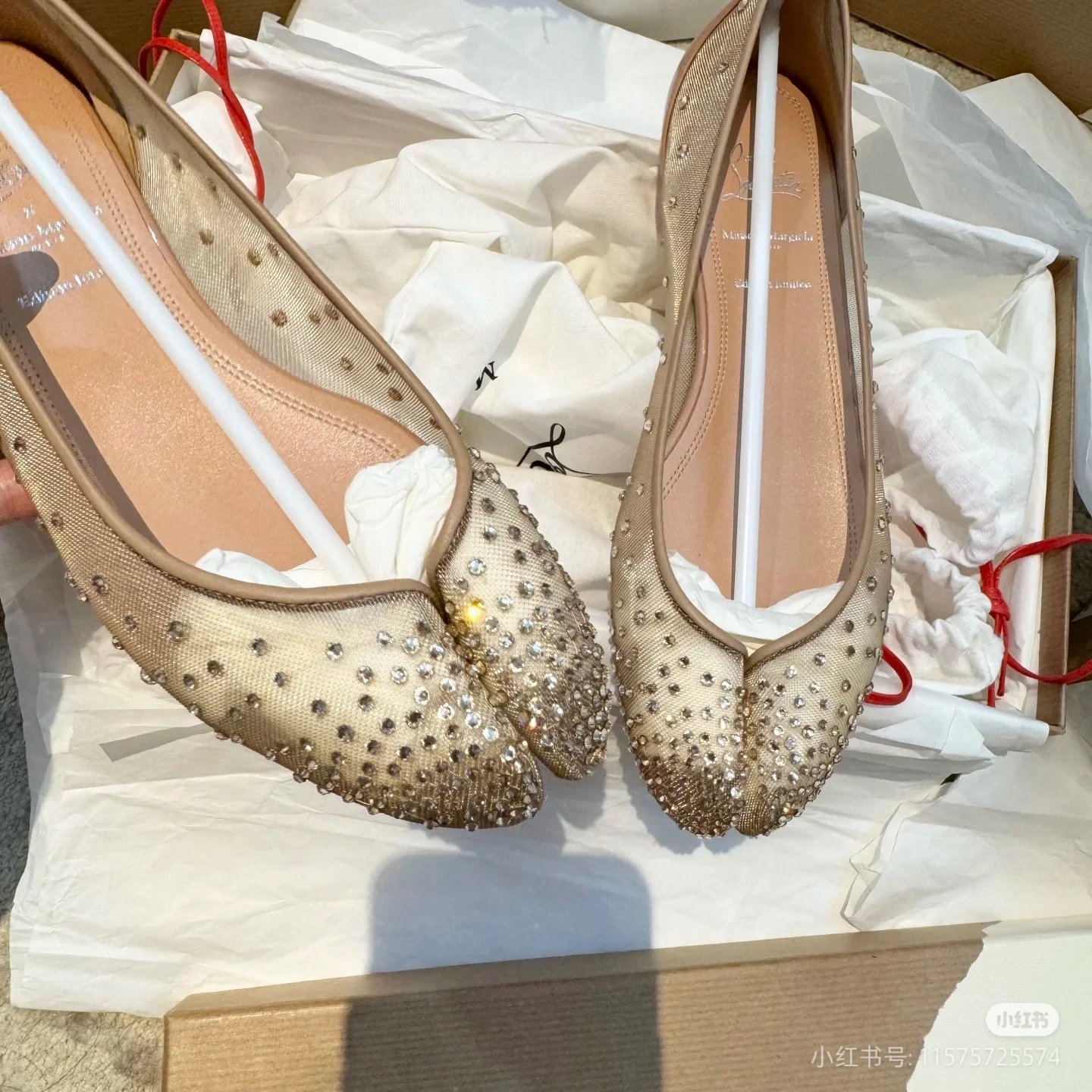 Unbranded Casual Shoes Crystal-Embellished Mesh Peep-Toe Flats image 2
