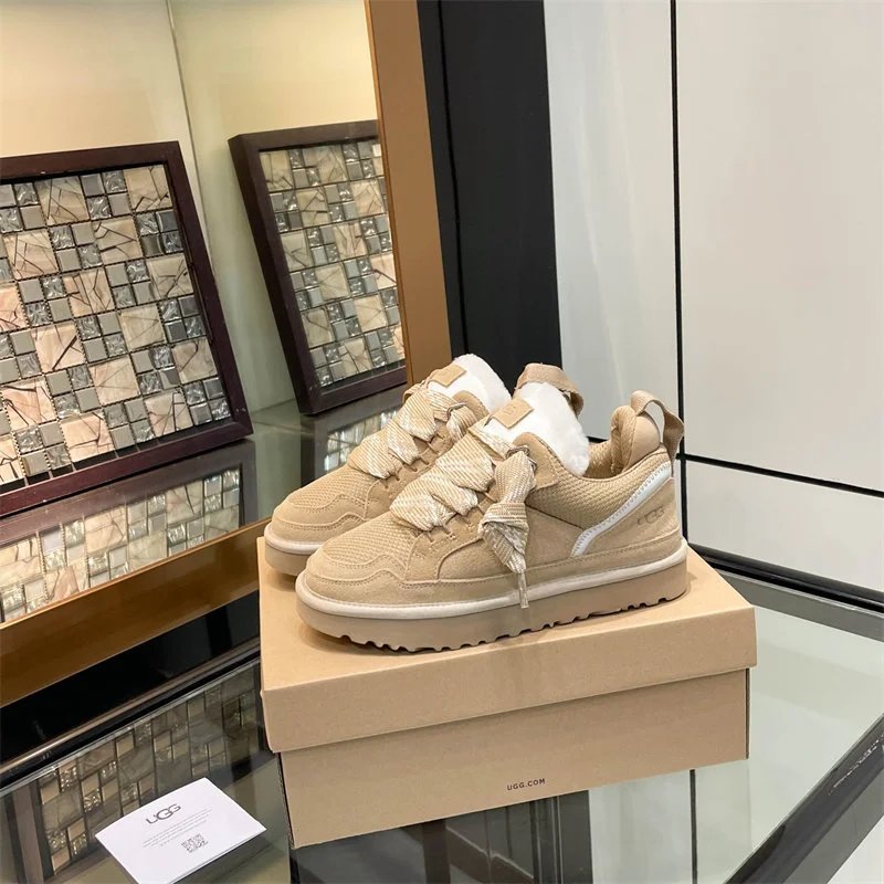 UGG Fluff It Sneaker Beige Chunky Sneakers - 6